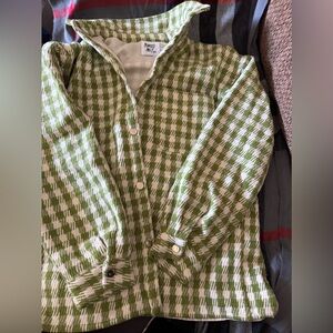 Princess Polly Green and White Houndstooth Jacket